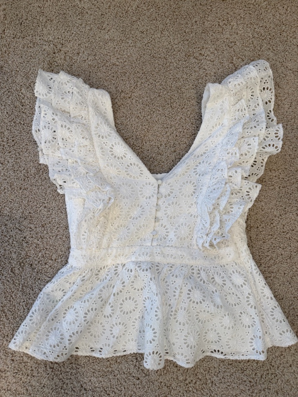 J. Crew Collection- White Eyelet Ruffle Peplum Top - Womens